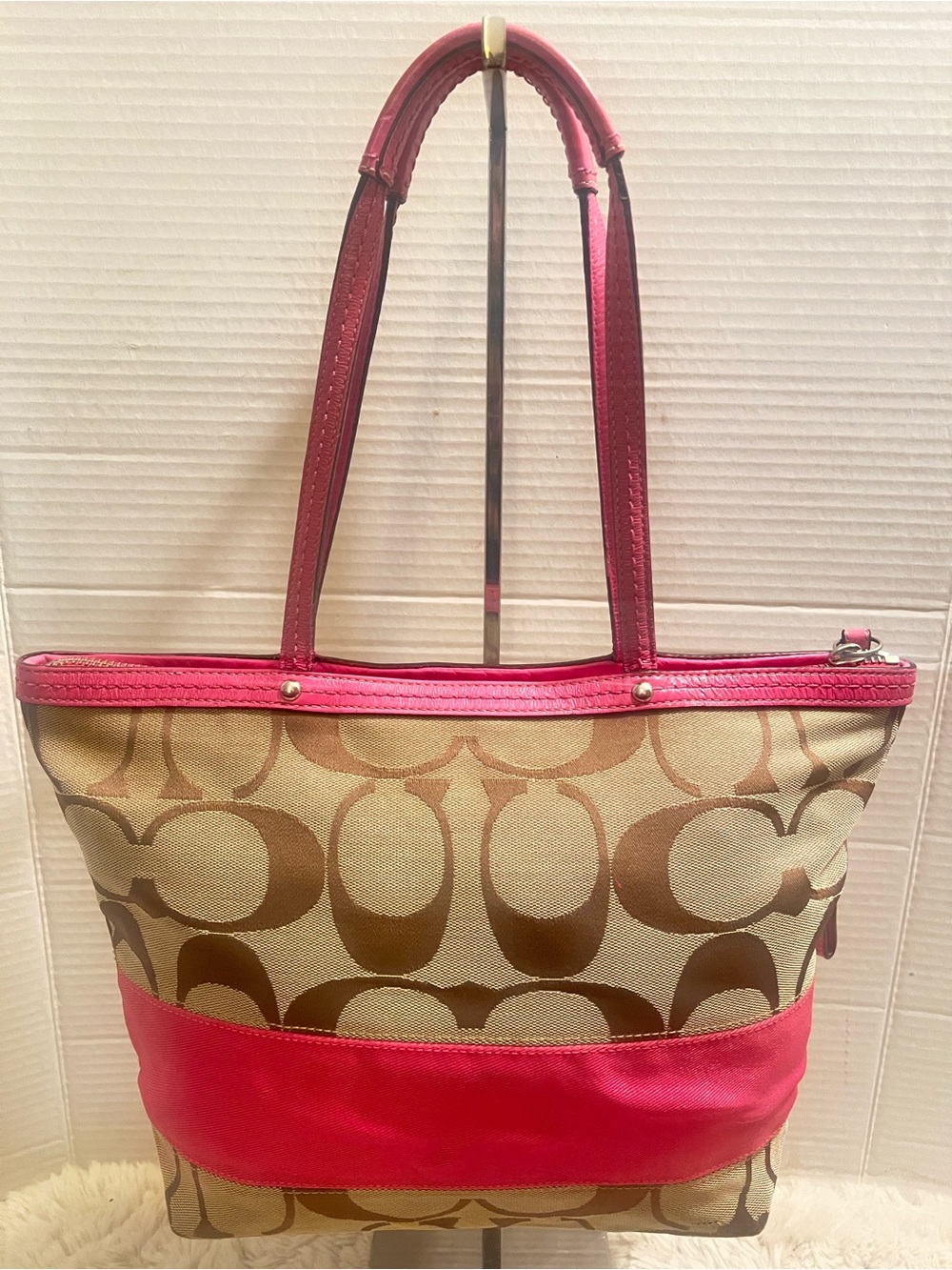 Vintage coach signature striped tote and shoulder bag.